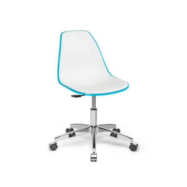 Mükemmel Uyum: Metal ve Plastiğin Mavi Beyaz Ofis Çalışma Sandalyesi