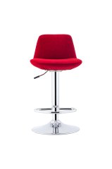 Şık ve Sağlam Sive Küçük Bar Sandalyesi Kırmızı Kaşe Kumaş Ahşap Naturel Kayın Rengi Ayaklar Metal Karkas ve Ayak Dayama Çemberi ile