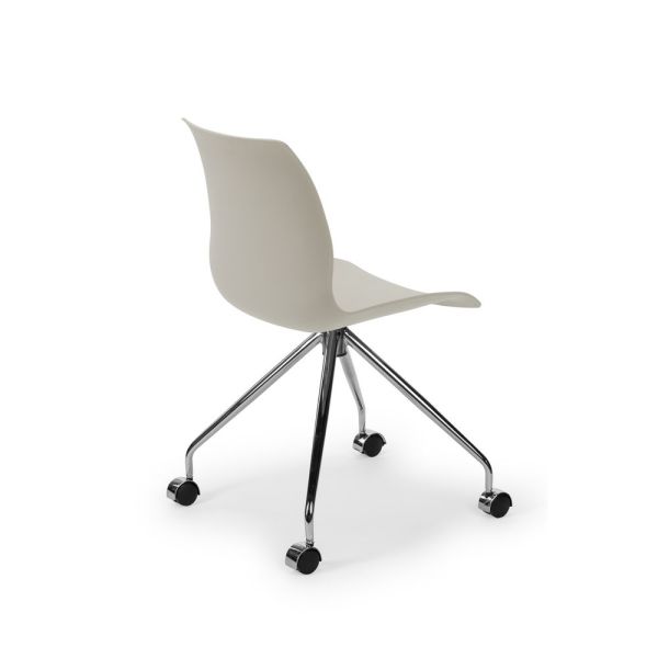 Metal Ayaklı Bej Plastik Oturaklı Ofis Sandalyesi Şık ve Dayanıklı Tasarım