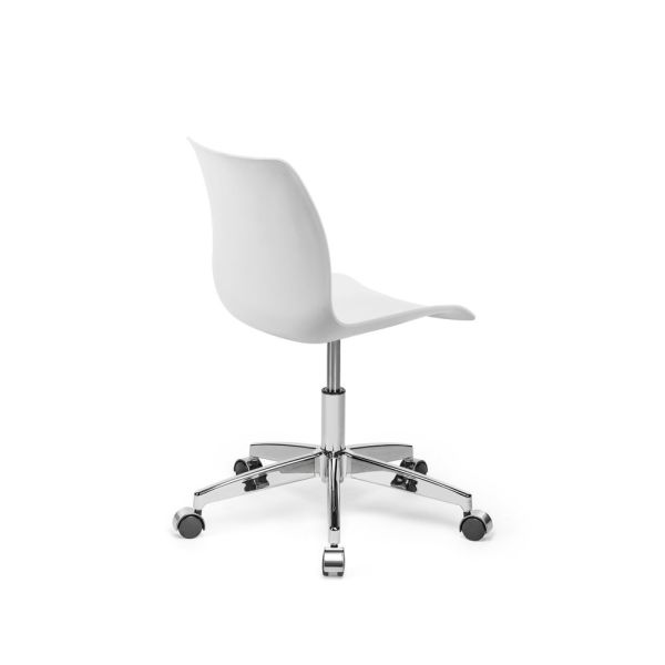 Krom Ayaklı Polipropilen Süt Beyaz Plastik Oturaklı Ofis Çalışma Sandalyesi