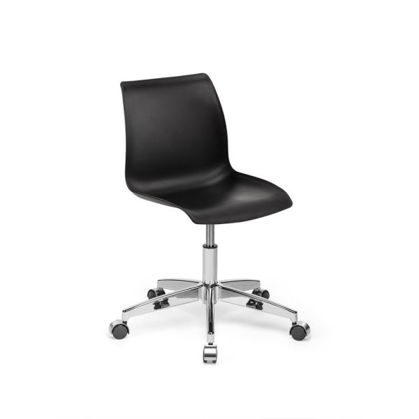 Siyah Plastik Oturaklı Krom Ayaklı Ofis Çalışma Sandalyesi