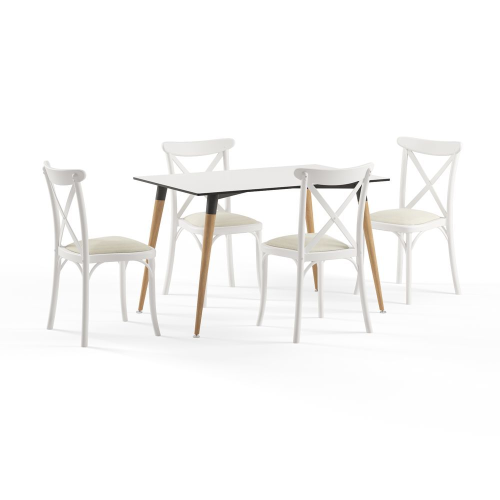 Beyaz Renkli Capri Tonet Sandalye ve Compact Masa: Şık ve Dayanıklı Masa Sandalye Takımı