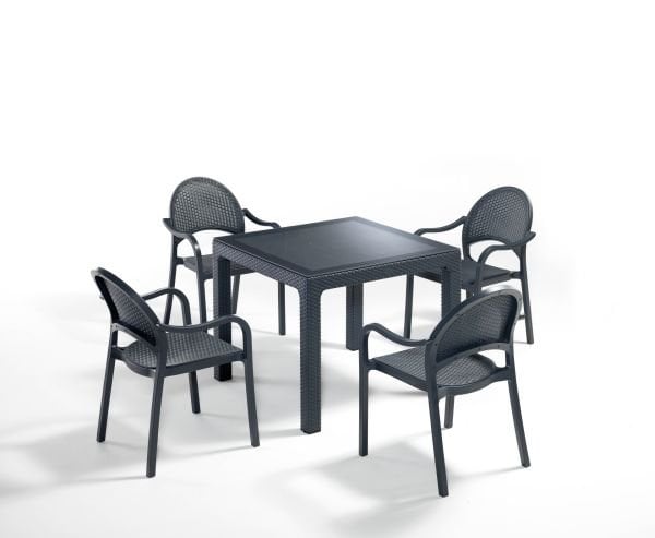 Antrasit Dış Mekan Bahçe Masa Sandalye Takımı 4 Kişilik