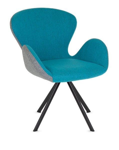 Poyraz Çift Renk Ofis Bekleme Koltuğu – Gri & Mavi Kaşe Kumaş, Ergonomik ve Şık Kılıç Ayaklı Bekleme Sandalyesi