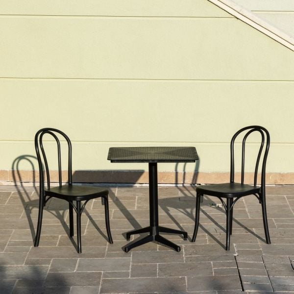 Siyah 2 Kişilik 70x70 cm Bahçe Masa Sandalye Takımı İç ve Dış Mekanlar İçin