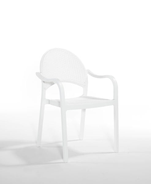 Beyaz Rattan Plastik Bahçe Masa Sandalye Seti 4 Kişilik