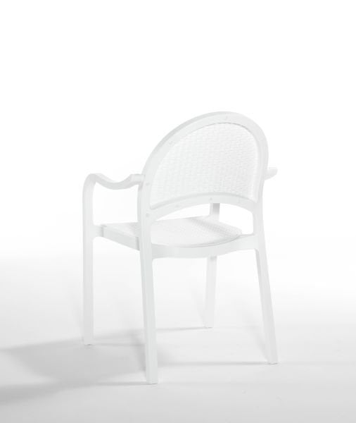 Beyaz Rattan Plastik Bahçe Masa Sandalye Seti 4 Kişilik