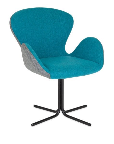 Poyraz Çift Renk Ofis Bekleme Koltuğu – Gri ve Mavi Kaşe Kumaş, Şık Papatya Ayaklı Ergonomik Bekleme Sandalyesi