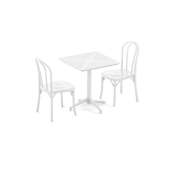 Bahçe Masa Sandalye Takımı Beyaz 2 Kişilik 70x70 cm  İç ve Dış Mekan Kullanımı için Ideal
