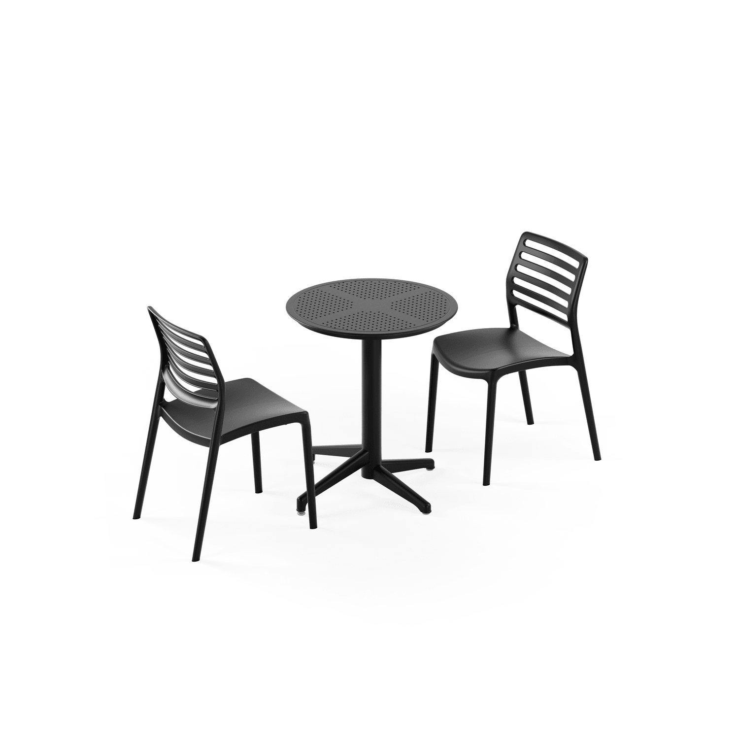 Siyah Katlanır Yuvarlak Bahçe Masa Sandalye Takımı