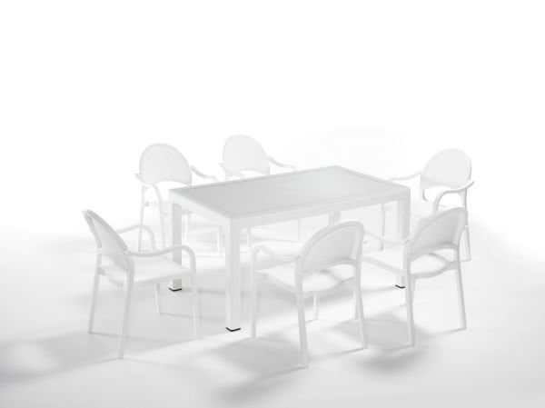 Beyaz Rattan Bahçe Masa Sandalye Seti 6 Kişilik