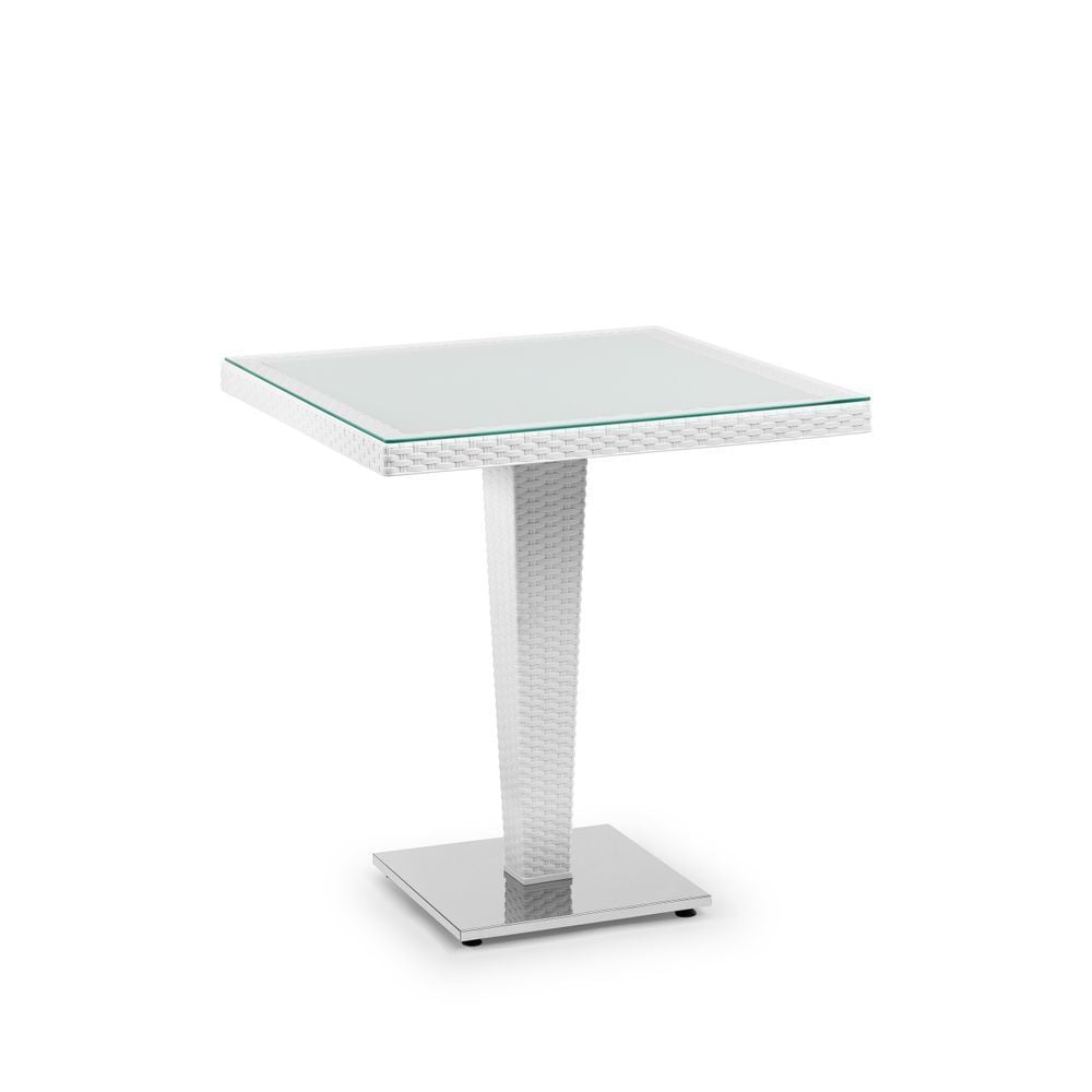 Beyaz Renk Rattan Plastik Dış Mekan Bahçe Masası Cafe Kafe Restoran Otel Ev Bahçesi Balkon Teras Veranda için Açık Hava Masası