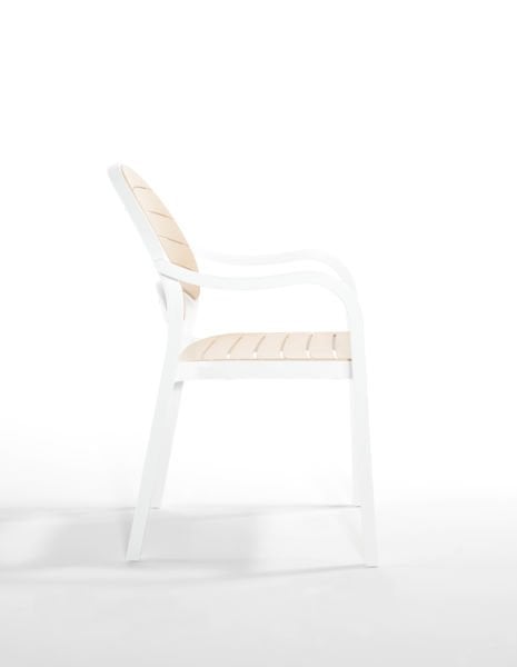 Portorino Beyaz Fil Dişi Plastik Bahçe Sandalyesi