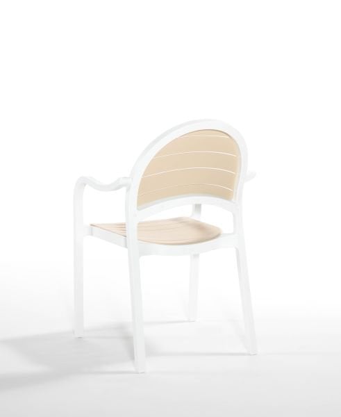 Portorino Beyaz Fil Dişi Plastik Bahçe Sandalyesi