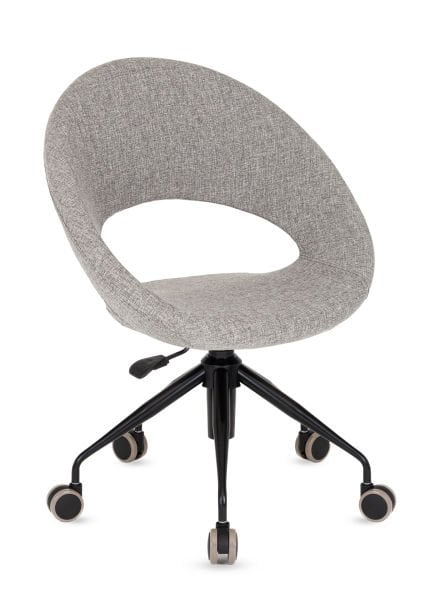 YOJİ Açık Gri Kumaş Ofis Çalışma Sandalyesi – Ergonomik, Yükseklik Ayarlı, Metal Siyah Ahtapot Ayaklı, Şık ve Konforlu Ofis Koltuğu