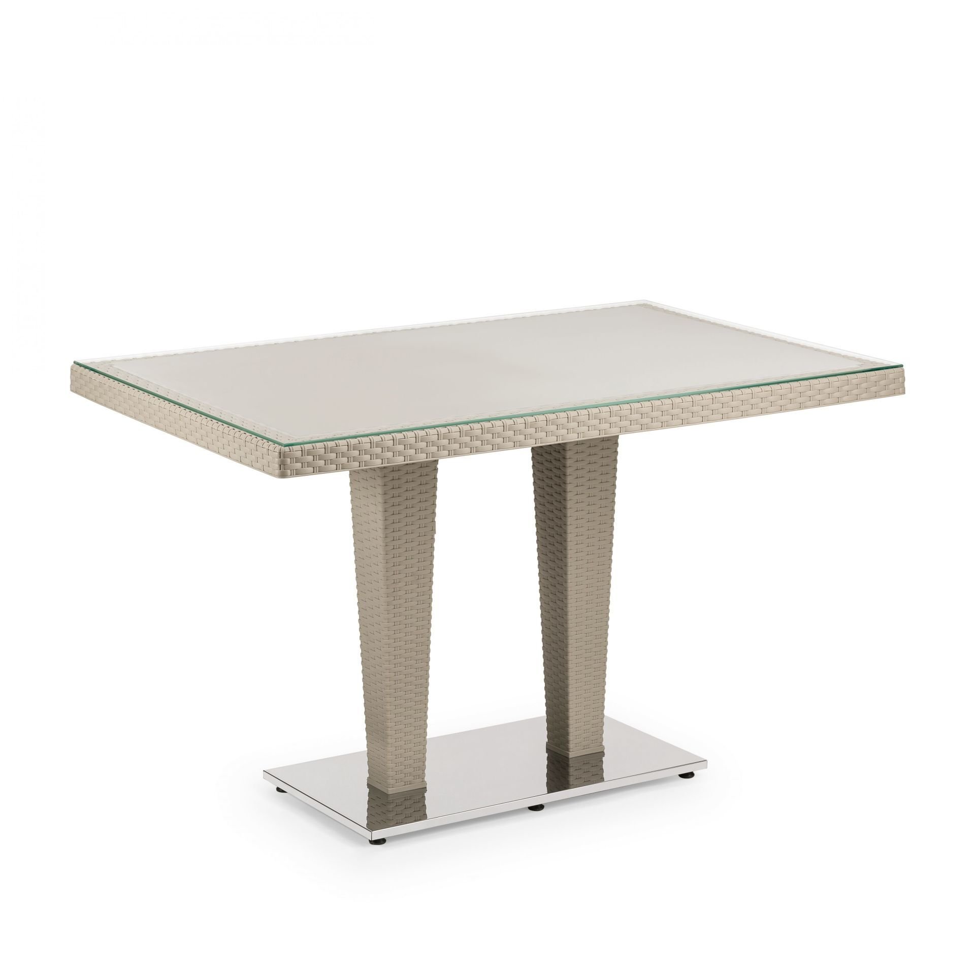 Estetik ve Dayanıklı Bej Renk Rattan Plastik Bahçe Masası İç ve Dış Mekanlarda Şıklık