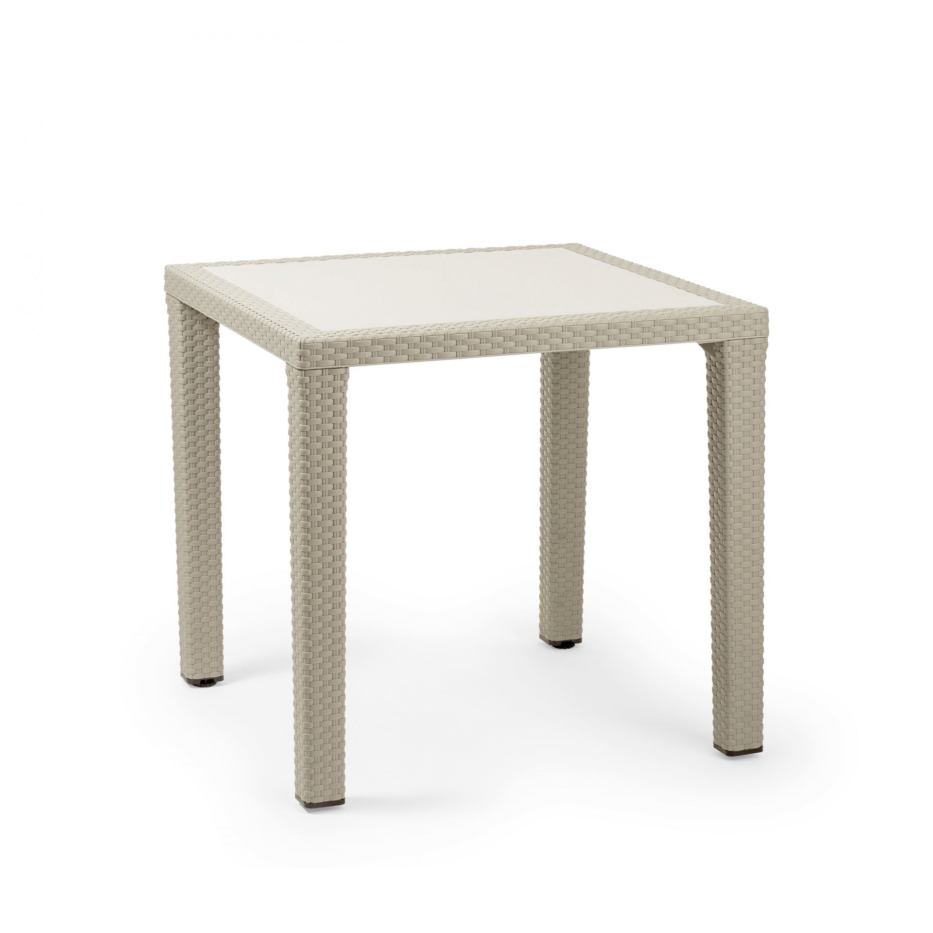 Dayanıklı ve Estetik Bej Renk Rattan Plastik Kare Bahçe Masası İç ve Dış Mekanların Favorisi