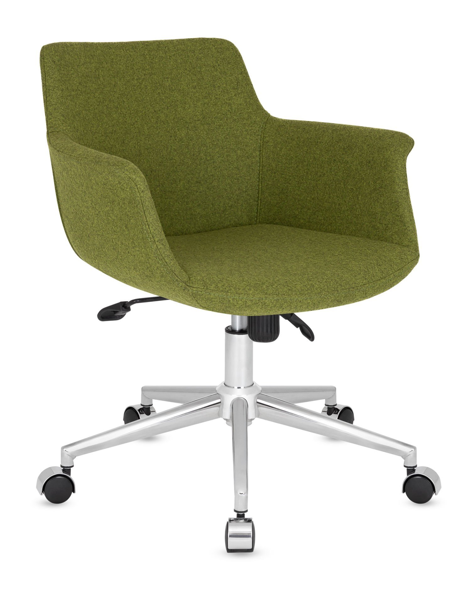 Empor Yeşil Kaşe Kumaş Ofis Çalışma Koltuğu - Ergonomik, Yükseklik Ayarlı, Krom Yıldız Ayaklı Ofis Koltuğu