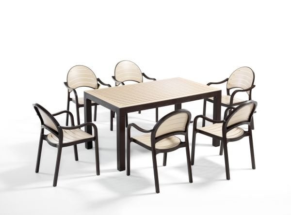 Kahverengi Cappucino Bahçe Masa Sandalye Takımı 6 Kişilik