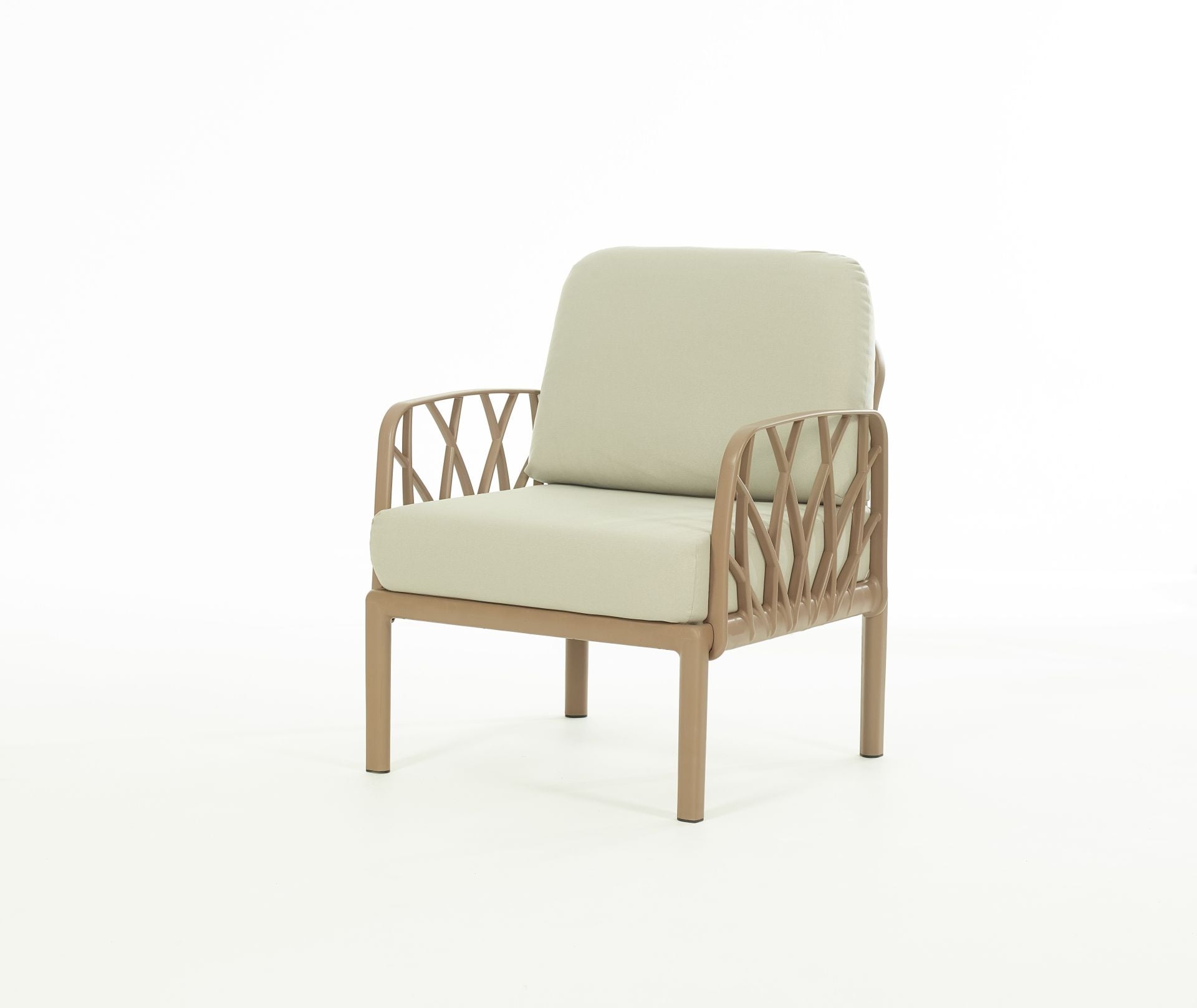 Çöl Kahvesi Bej Kumaş Minderli Tekli Bahçe Koltuğu