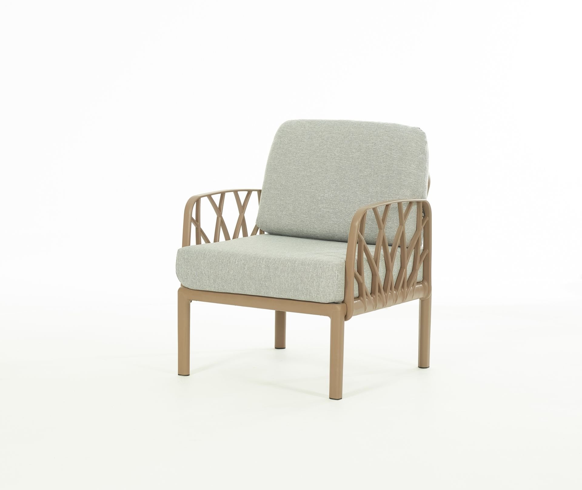 Çöl Kahvesi Gri Kumaş Minderli Tekli Bahçe Koltuğu