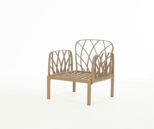 Çöl Kahvesi Gri Kumaş Minderli Tekli Bahçe Koltuğu