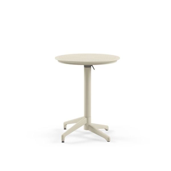 Bej Paslanmaz Yuvarlak Bahçe Cafe Masası Çeşitli Ortamlar için Mükemmel Dış Mekan Mobilyası