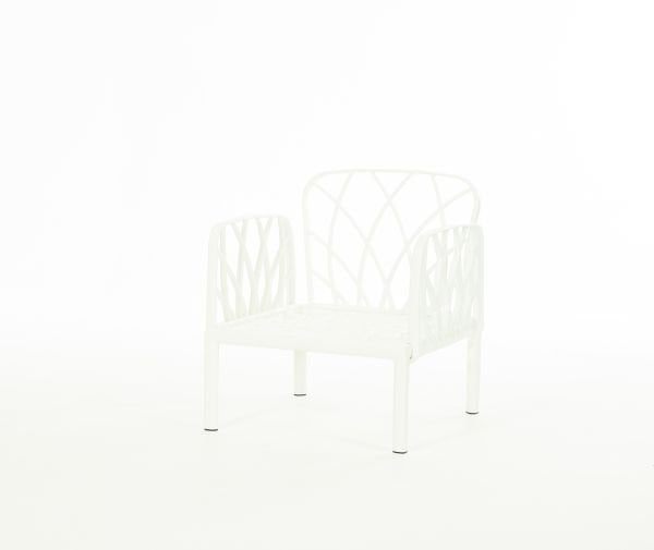 Beyaz Bej Kumaş Minderli Tekli Dış Mekan Bahçe Koltuğu