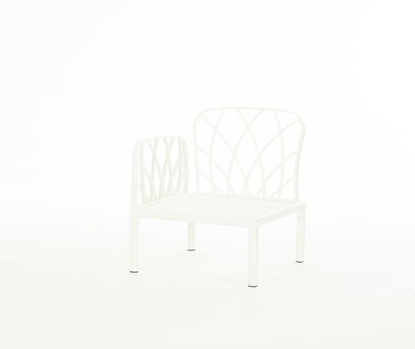 Beyaz Bej Kumaş Minderli Tekli Dış Mekan Bahçe Koltuğu