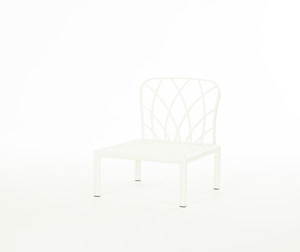 Beyaz Gri Kumaş Minderli Tekli Dış Mekan Bahçe Koltuğu