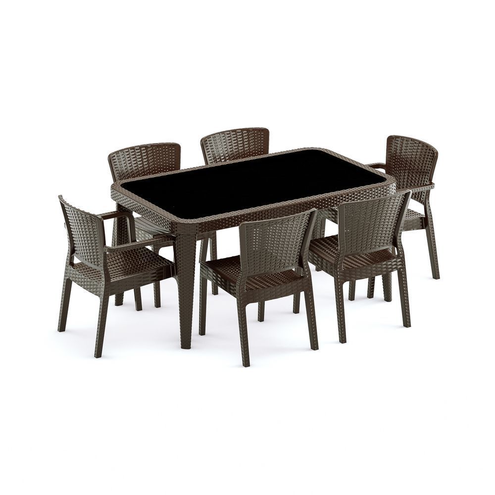 6 Kişilik 150x90 Venge Bahçe Masa Sandalye Takımı