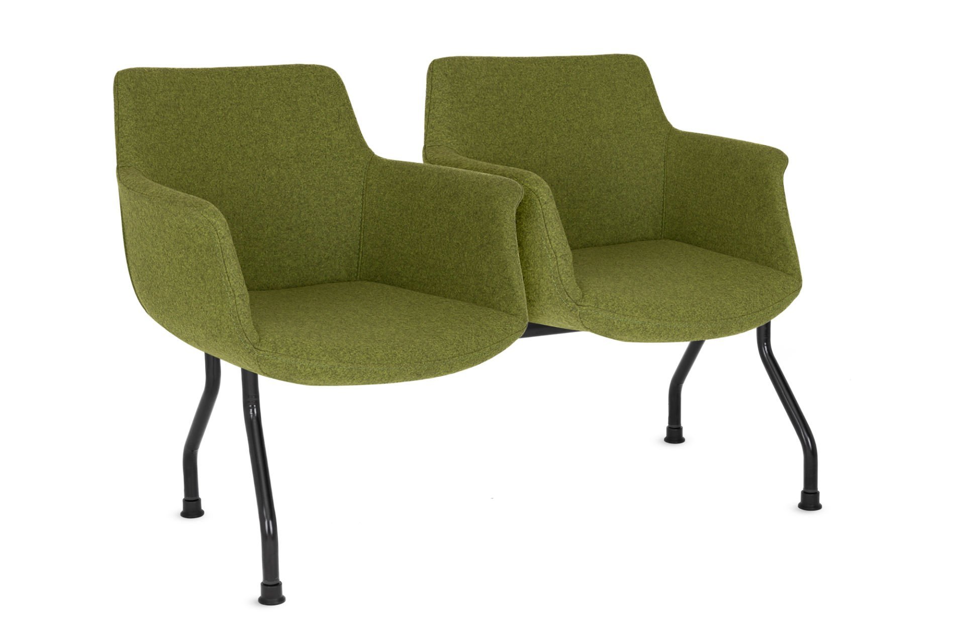 Empor Yeşil Kaşe Kumaş 2 Kişilik Ofis Bekleme Koltuğu | Ergonomik, Şık ve Dayanıklı Metal Ayaklı Bekleme Sandalyesi | Ofis, Otel, Klinik, Salon İçin İdeal Model