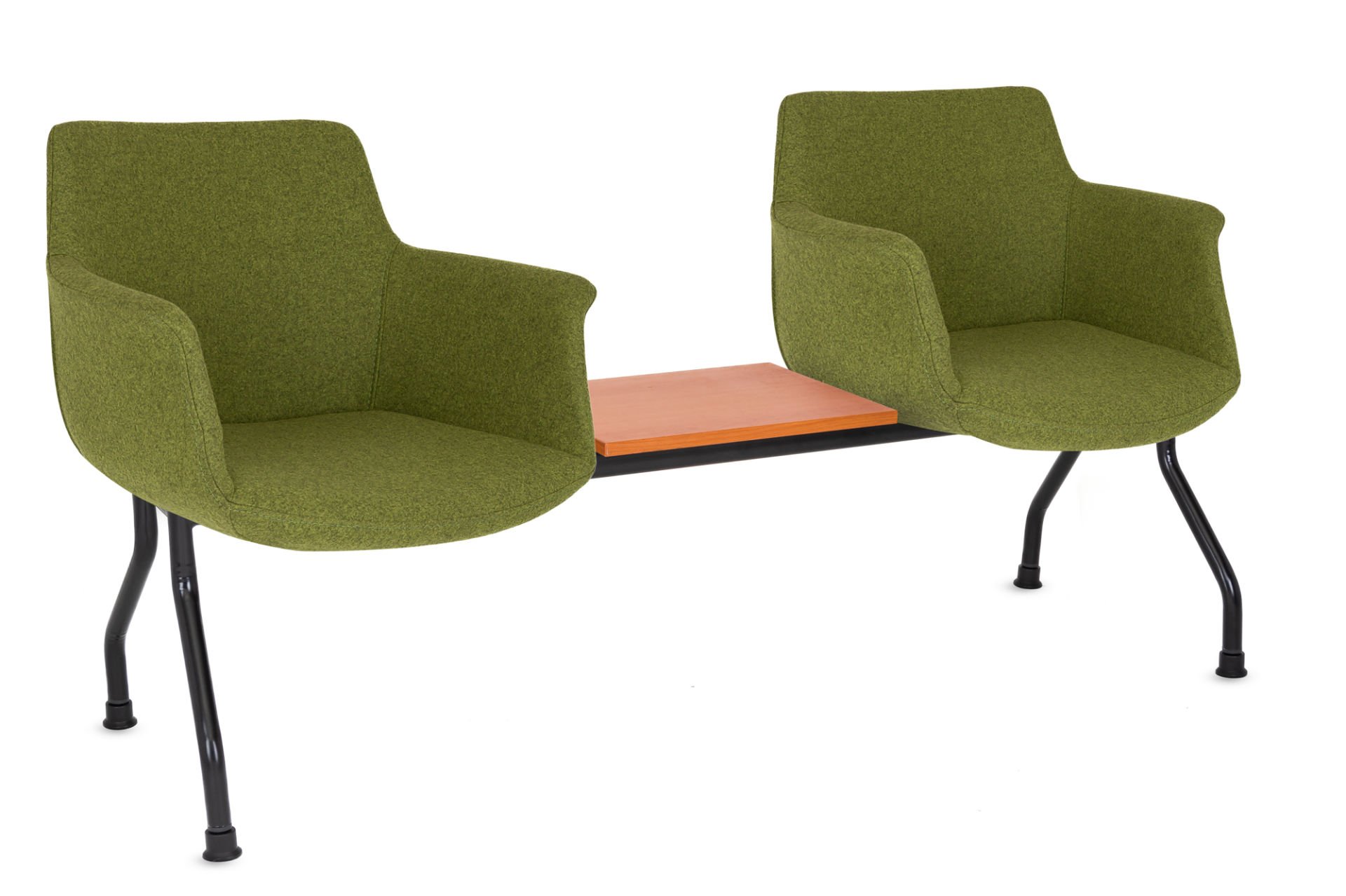 Empor Yeşil Kaşe Kumaş 2 Kişilik Sehpali Ofis Bekleme Koltuğu | Metal Siyah Ayaklı Ergonomik Bekleme Sandalyesi | Ücretsiz Kargo