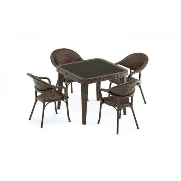 Venge Kare 90x90 Dış Mekan Bahçe Masa Sandalye Takımı