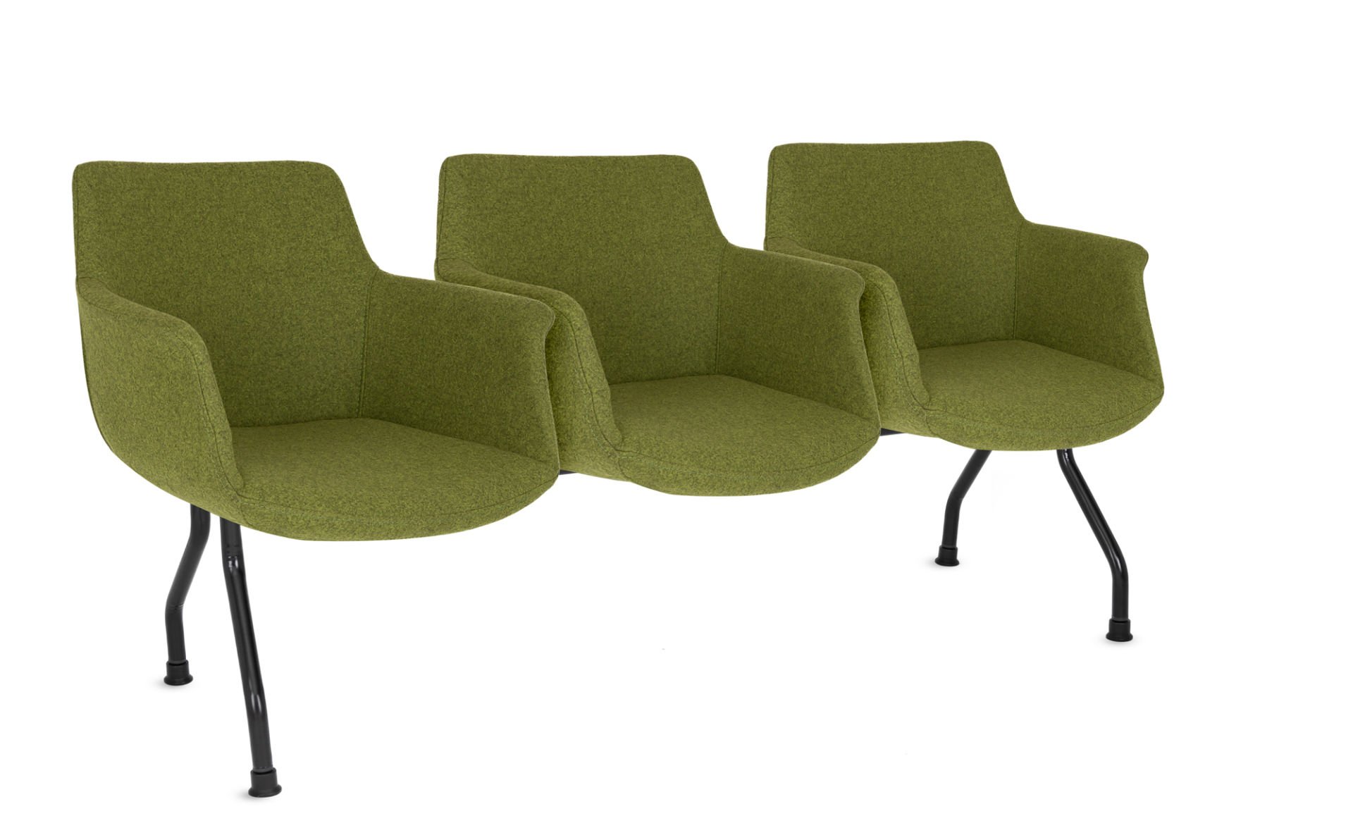 Empor Yeşil Kaşe Kumaş 3 Kişilik Ofis Bekleme Koltuğu - Ergonomik, Metal Ayaklı, Şık ve Sağlam Tasarım