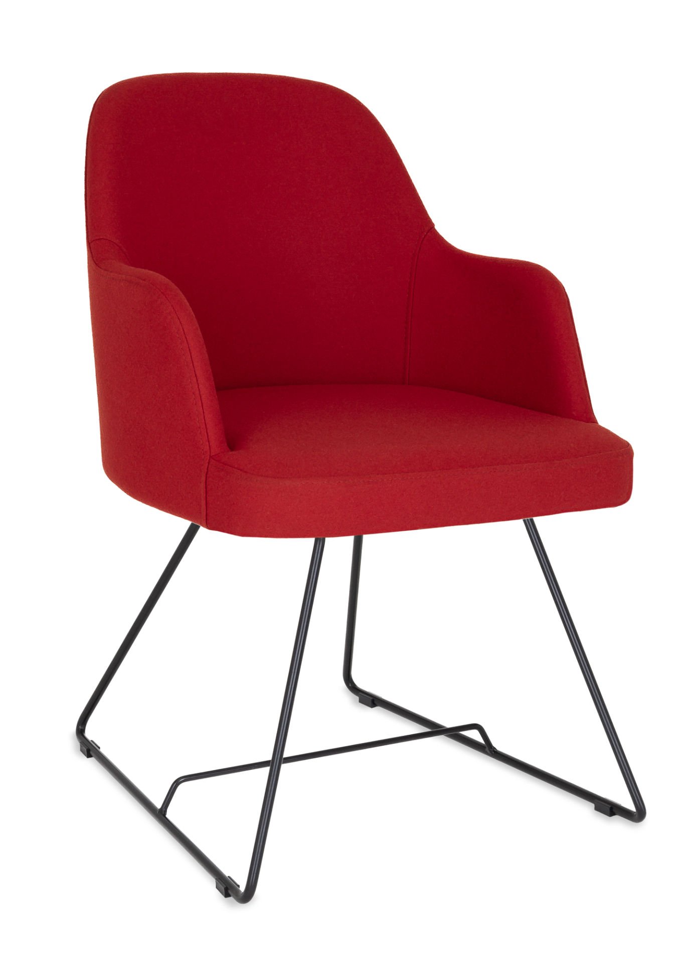 Opal Kırmızı Kaşe Kumaş Ofis Bekleme Koltuğu – Şık ve Ergonomik Tasarım, Metal Ayaklı