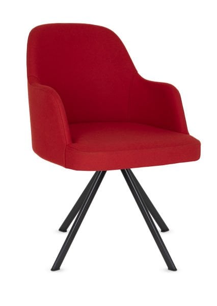 Opal Kırmızı Kaşe Kumaş Ofis Bekleme Koltuğu – Ergonomik, Şık Metal Siyah Kılıç Ayaklı, Çok Amaçlı Kullanıma Uygun