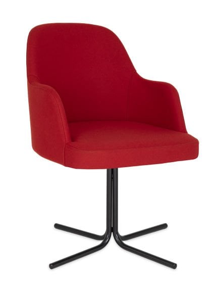 Opal Kırmızı Kaşe Kumaş Ofis Bekleme Koltuğu, Ergonomik Siyah Papatya Metal Ayaklı Sandalye - Ofis, Lobi, Hastane ve Çeşitli Alanlar İçin Şık ve Konforlu Bekleme Sandalyesi
