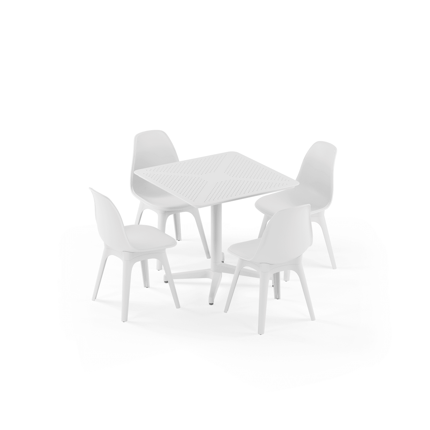 Beyaz Bahçe Masa Sandalye Takımı 4 Kişilik 80x80.cm