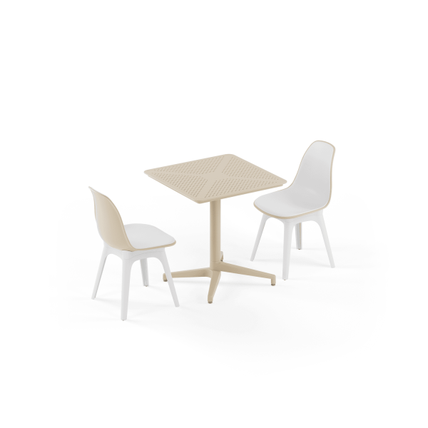 Bej Katlanır Bahçe Masa Sandalye Takımı 2 Kişilik