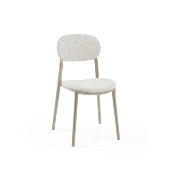 Kum Beji Renk Modern Plastik Kumaş Döşemeli Sandalye İstiflenebilir, Cafe, Mutfak, Otel, Restaurant Sandalyesi