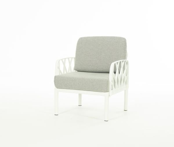 Beyaz Gri Kumaş Camlı Sehpa 2 Kişilik Bahçe Koltuğu Takımı