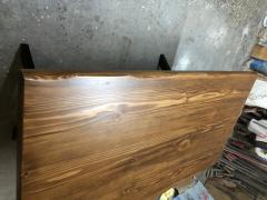 Doğal Ceviz Renkli Kütük Masa 140x80 cm | Göknar Ağacı Üst Tabla, Metal Ayaklı, Mutfak Salon Kafe Restaurant Masası
