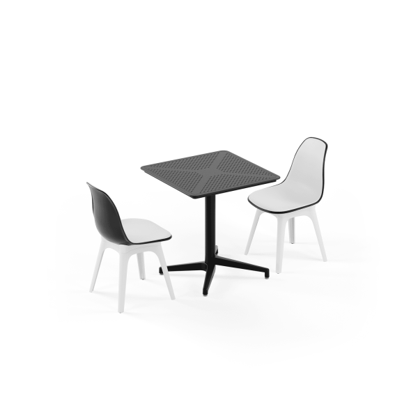 Siyah Beyaz 2 Kişilik Bahçe Masa Sandalye Takımı 70x70
