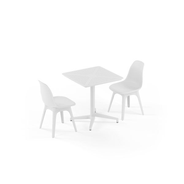 Beyaz 2 Kişilik Bahçe Masa Sandalye Takımı 70x70