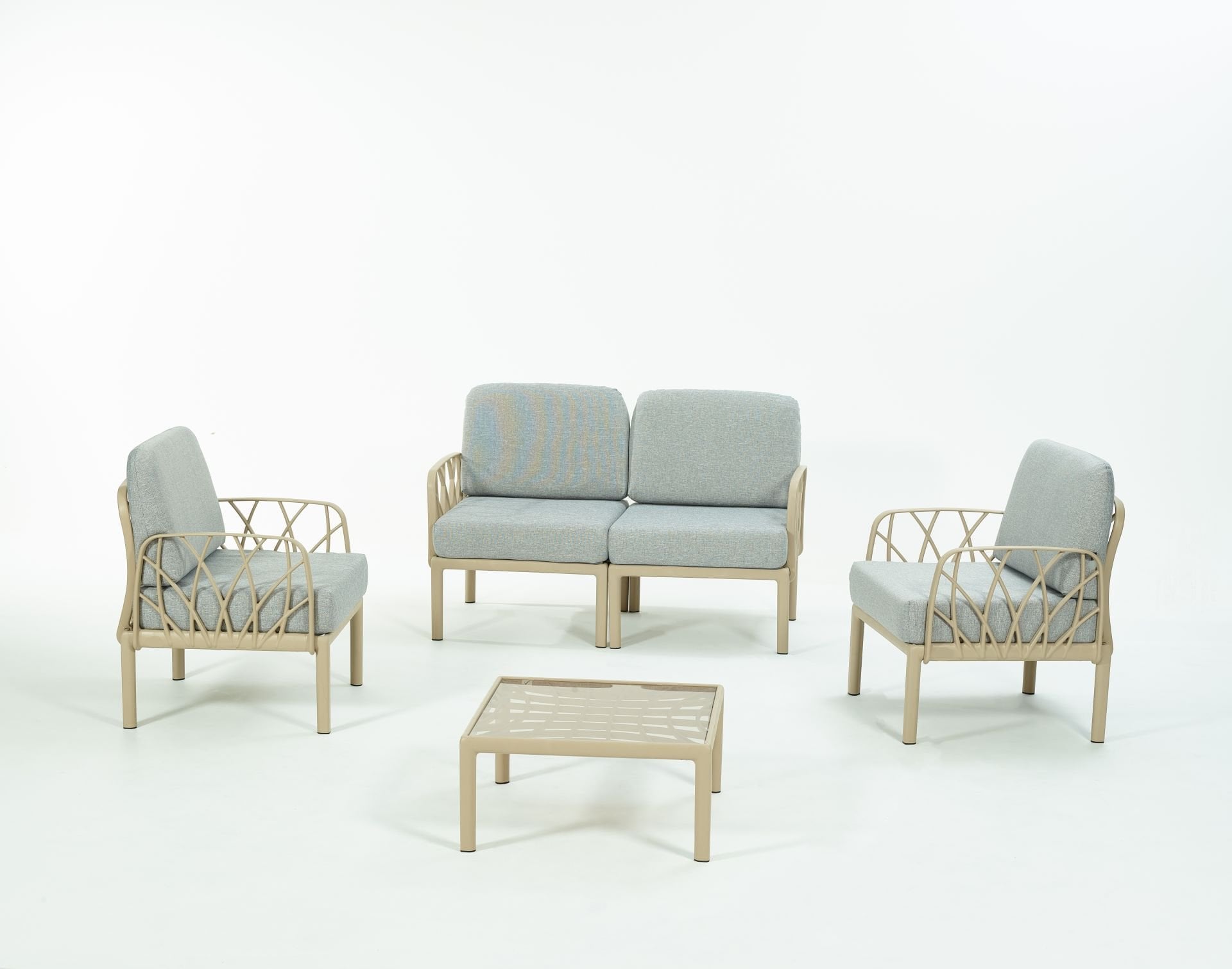 Cappucino Gri Minderli 4 Kişilik Sehpalı Bahçe Koltuğu Seti