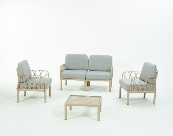 Cappucino Gri Minderli 4 Kişilik Sehpalı Bahçe Koltuğu Seti