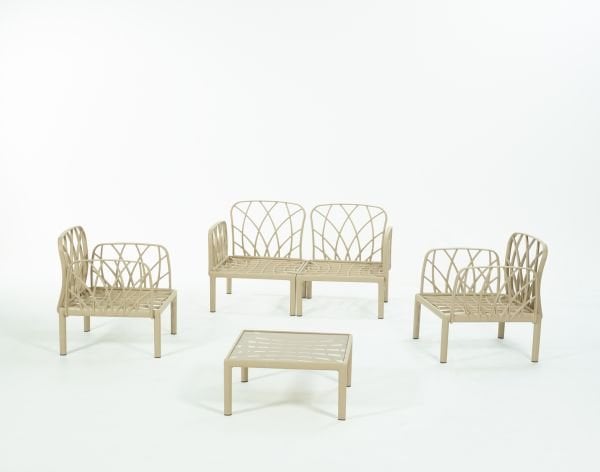 Cappucino Gri Minderli 4 Kişilik Sehpalı Bahçe Koltuğu Seti