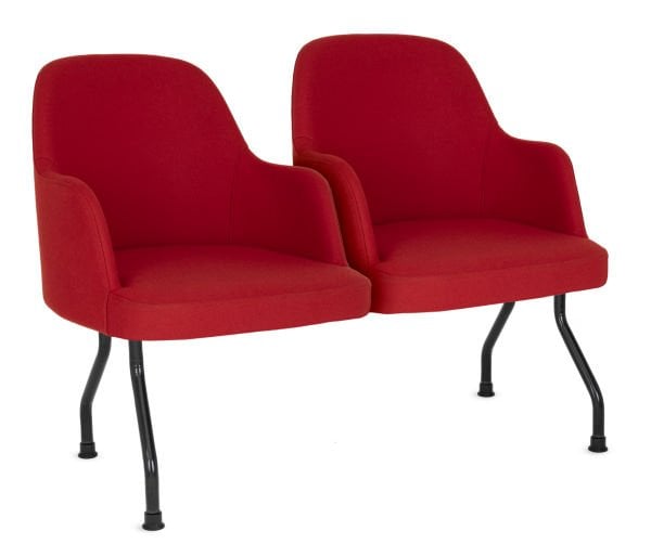 Opal Kırmızı Kaşe Kumaş 2 Kişilik Ofis Bekleme Koltuğu | Şık ve Ergonomik İkili Bekleme Sandalyesi | Ücretsiz Kargo