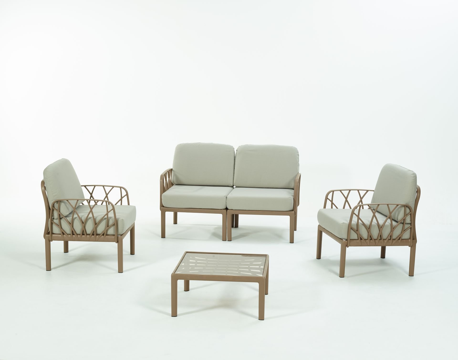 Çöl Kahvesi Bej Minderli 4 Kişilik Bahçe Koltuğu Takımı